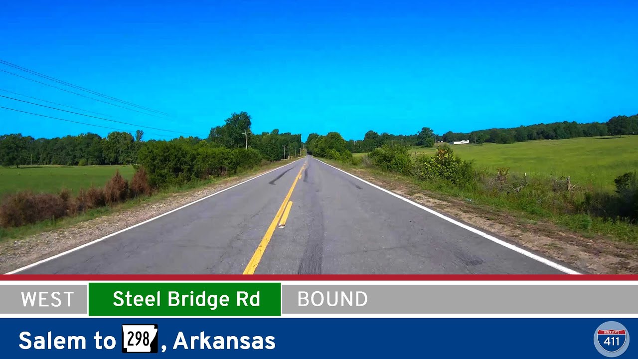 Cruise 7 peaceful miles along Steel Bridge Road in Saline County, Arkansas. This scenic rural route offers wooded views, a historic steel bridge, and a quiet look at the Arkansas backroads near Benton.
